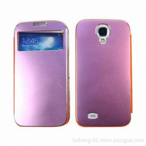 Ultra-thin metal pull down PU leather case for Samsung i9500, different colors are available